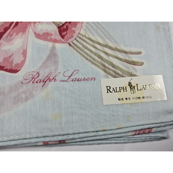 Ralph Lauren Floral Cotton Handkerchief Neckerchief Bandana Scarf Pocket Square - Picture 2 of 3